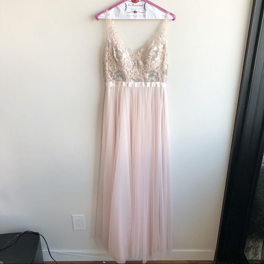 Watters And Watters Blair Tulle Beaded Lace Gown